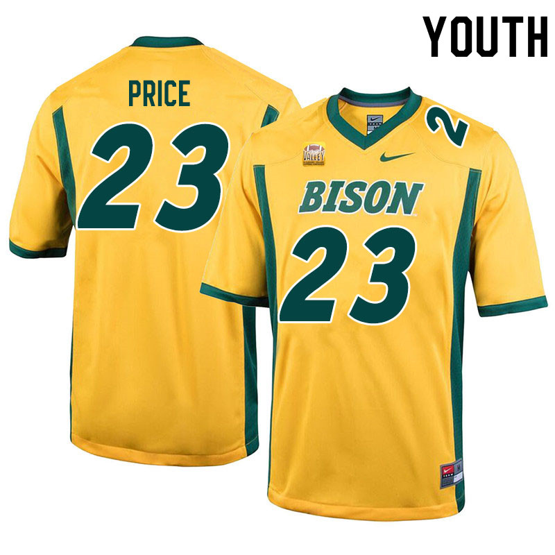 Youth #23 Jayden Price North Dakota State Bison College Football Jerseys Sale-Yellow - Click Image to Close